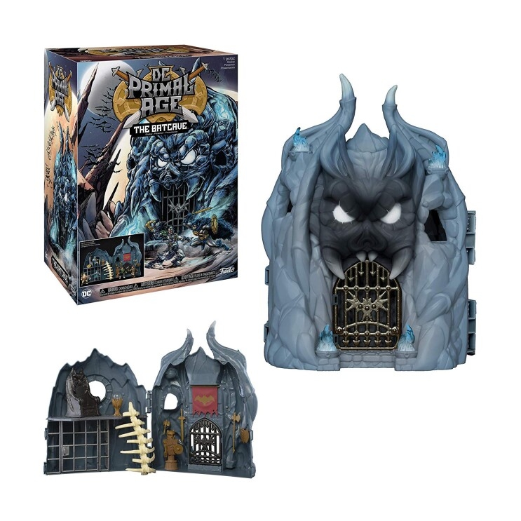 One of many Funko Pop! Primal Age items, a Batcave stylized action figure playset that stands nearly two feet tall and includes space for multiple Funko Pop! Primal Age characters. 
