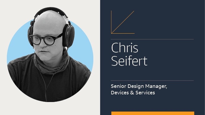 Amazon devices employee bio card of Chris Seifert. 