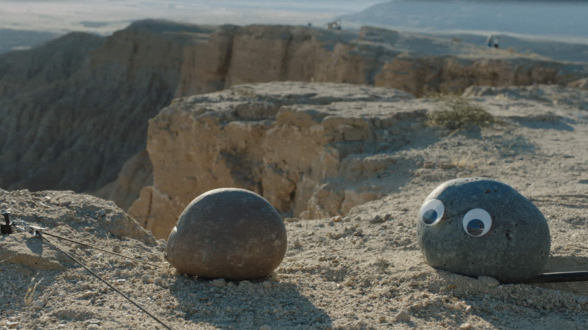 A special effects clip of rocks moving across sand from the film, "Everything Everywhere All at Once".