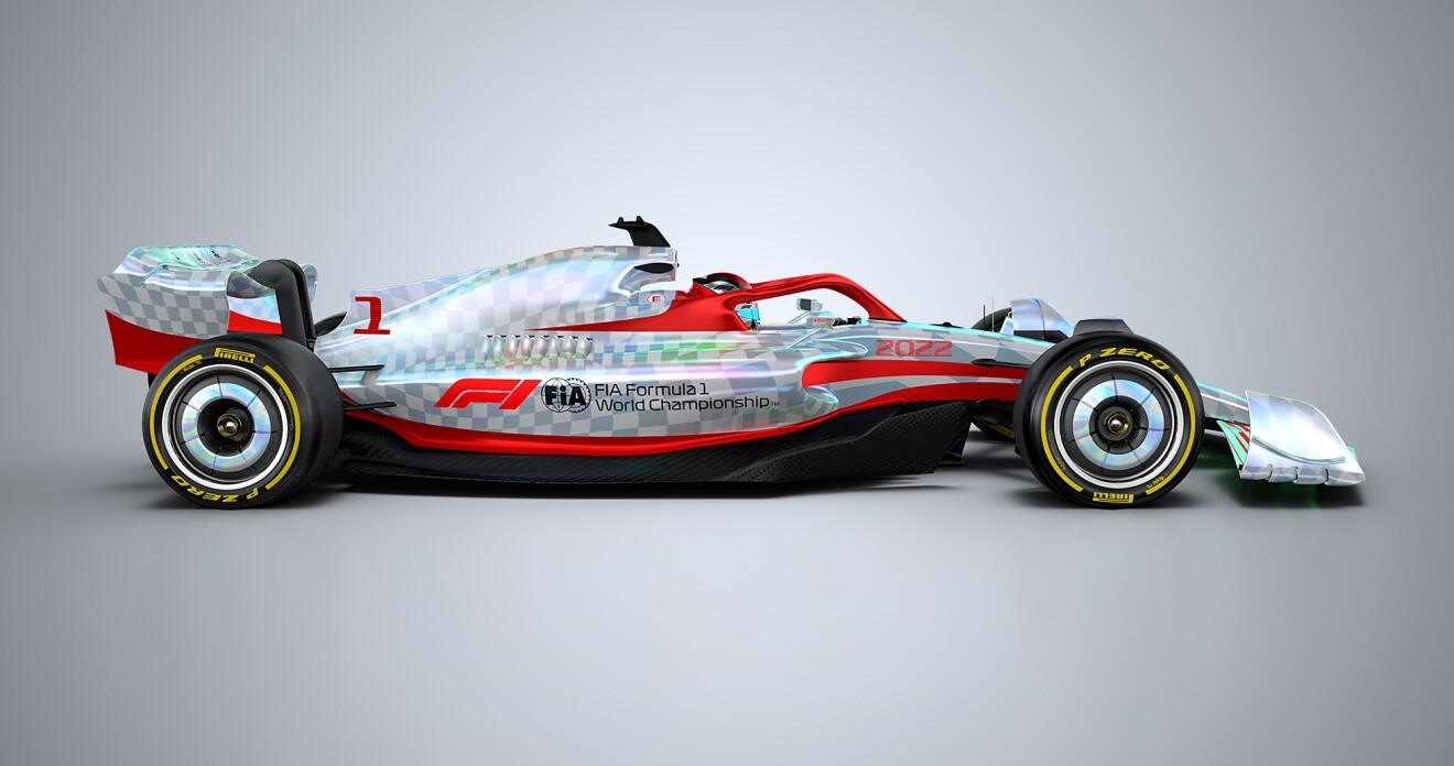 An image of the new, 2022 formula 1 car.