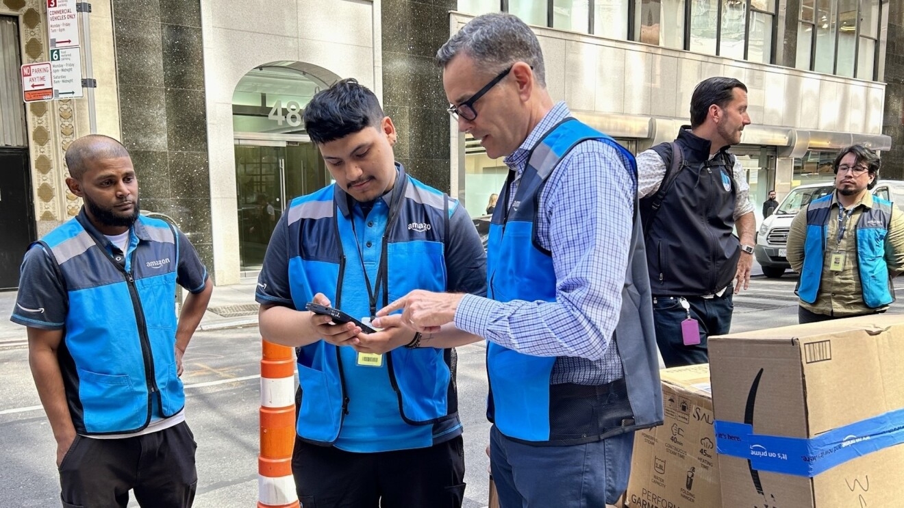 Amazon Stores CEO Doug Herrington talks with Amazon employees in New York City