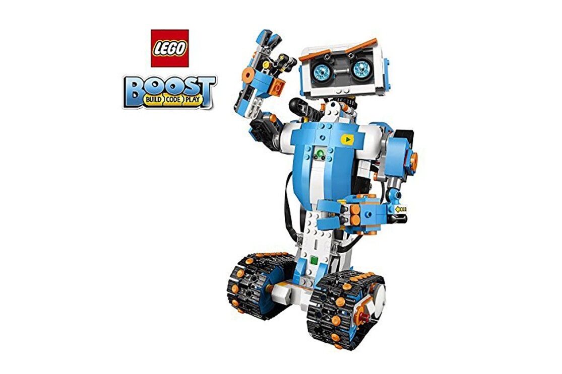 A building toy with more than 840 LEGO pieces, a LEGO move hub, interactive motor and a color & distance sensor
move hub features Bluetooth low energy (BLE) connectivity, two encoded motors, activation button, internal tilt sensor and a light.