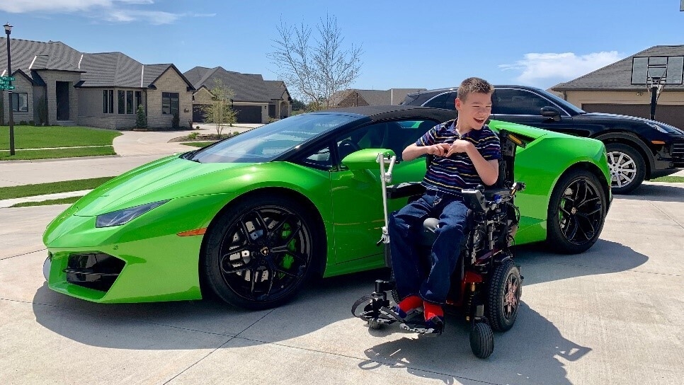 Kaden has cerebal palsey, and loves riding in the car.