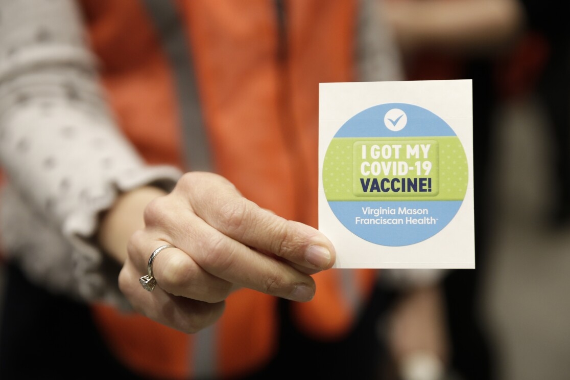 A COVID-19 vaccine clinic hosted on Amazon's Seattle headquarters