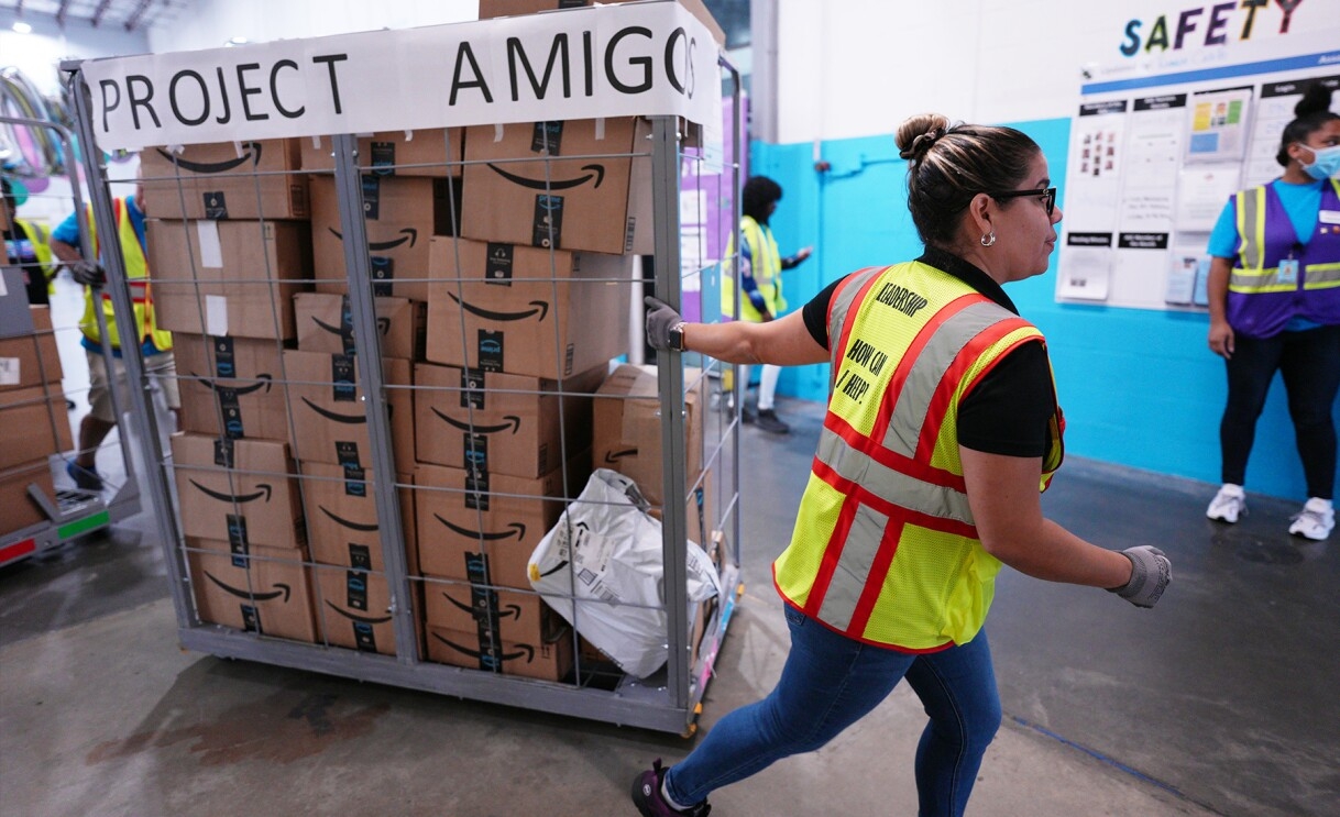 Amazon employees surprise nonprofits and schools with donations of various items.
