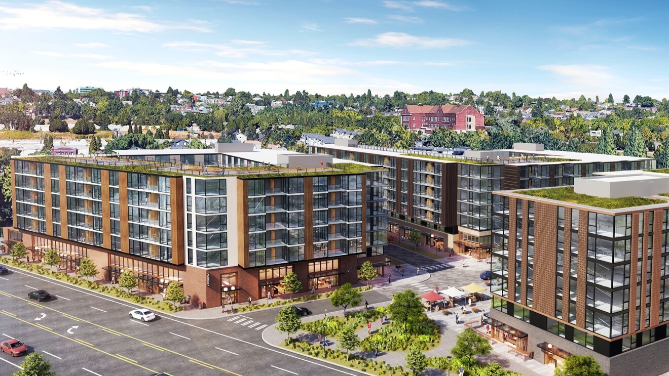 Rendering of a new affordable housing complex in the Puget Sound, funded with support from Amazon's Housing Equity Fund.