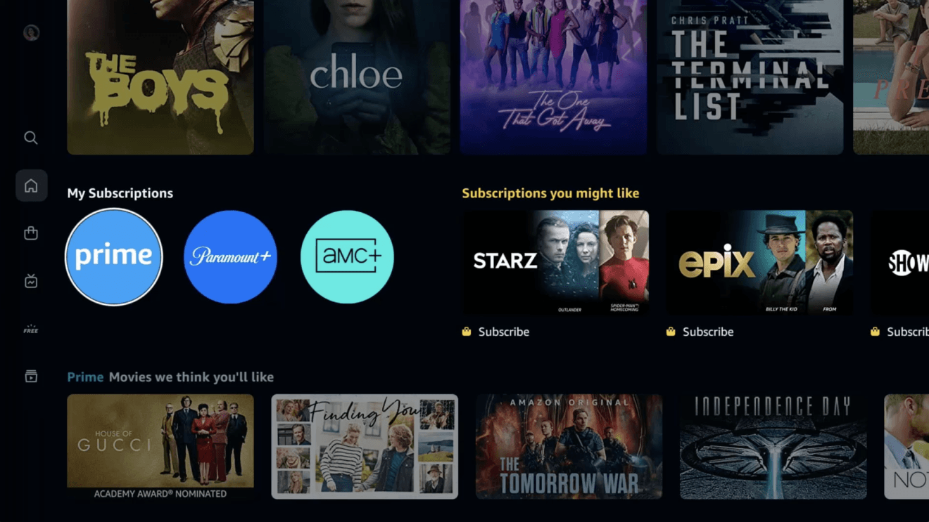 Images of screenshots from the new Prime Video app.