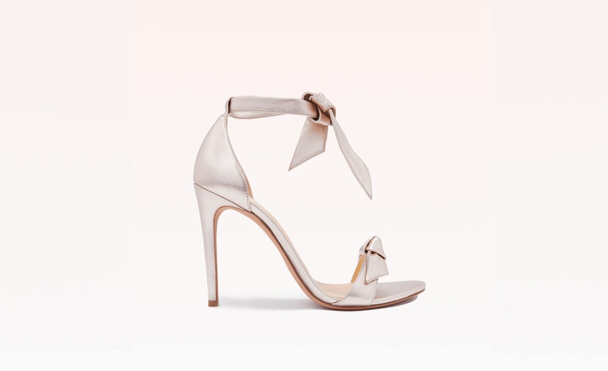 An image of a pearl colored heel by Alexandre Birman. 